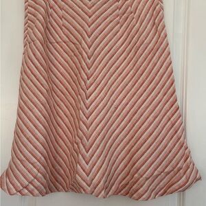 Ann Taylor LOFT Women 4P Pink White Striped A-Line Knee Skirt